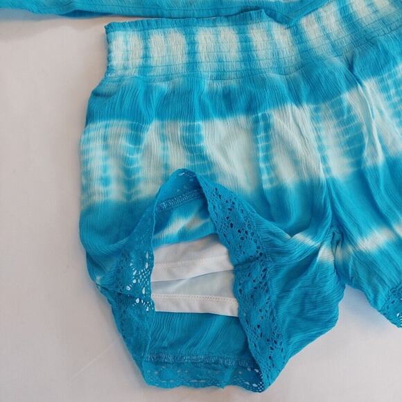Justice Girls Tie Dye Shorts and tank Set blue and white Size 12 - Picture 2 of 6